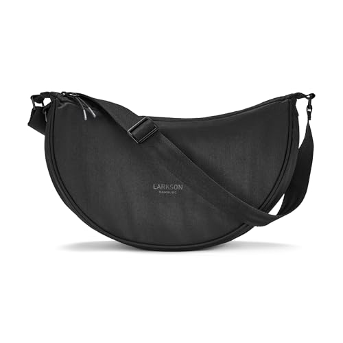 LARKSON Crossbody Bag Damen & Herren Schwarz - Solveig Medium - Umhängetasche im Halbmond Style - Halbrunde Schultertasche - Moon Bag Design - Wasserabweisend von LARKSON