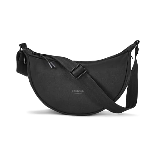 LARKSON Crossbody Bag Damen & Herren Schwarz - Solveig Small - Umhängetasche im Halbmond Style - Halbrunde Schultertasche - Moon Bag Design - Wasserabweisend von LARKSON