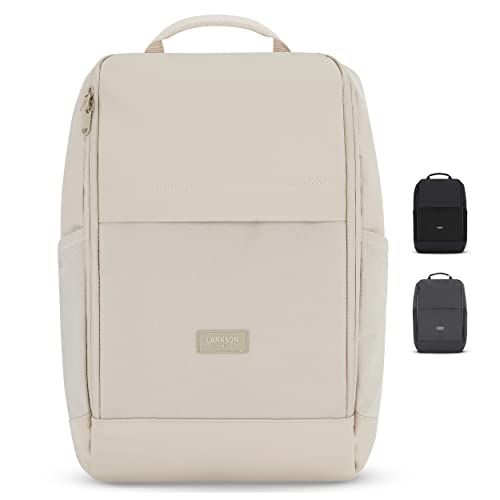 LARKSON Laptop Rucksack Herren & Damen Beige - Niklas - Notebook Backpack für Business Arbeit Uni - 16 Zoll Laptoprucksack für Reise Handgepäck - Wasserabweisend von LARKSON