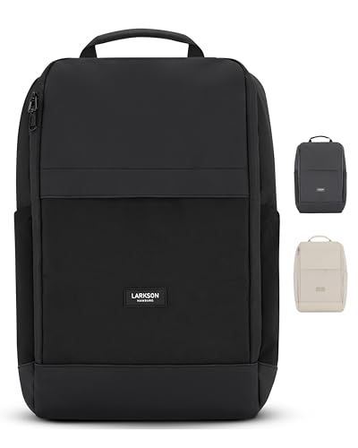 LARKSON Laptop Rucksack Herren & Damen Schwarz - Niklas - Notebook Backpack für Business Arbeit Uni - 16 Zoll Laptoprucksack für Reise Handgepäck - Wasserabweisend von LARKSON