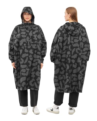 LARKSON Regenponcho Damen Herren Schwarz Leo - Lykke - Regenmantel für Fahrrad Outdoor Festival - Wassersäule 10000 mm - Regenjacke Wasserdicht mit Verschweißten Nähten von LARKSON