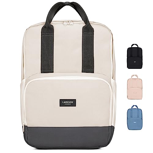 LARKSON Rucksack Damen & Herren Beige Grau - No 6 - Daypack mit 16 Zoll Laptopfach - Rucksäcke für City Schule Business - Schulrucksack Mädchen Teenager - Wasserabweisend von LARKSON