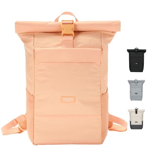 LARKSON Rucksack Damen Herren Orange - No 4 - Rolltop Backpack mit Laptopfach Uni, Arbeit & Fahrrad - Großer Reiserucksack - Wasserabweisend von LARKSON