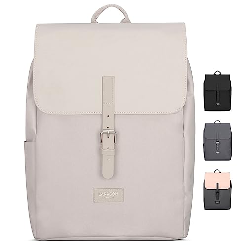 LARKSON Rucksack Damen Klein Beige - Ida - Kleiner Damenrucksack für Freizeit, Uni oder City - Mit Laptop Fach (bis 13 Zoll) - Elegant & Nachhaltig - Wasserabweisend von LARKSON