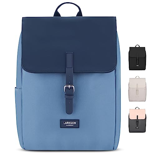 LARKSON Rucksack Damen Klein Blau - Ida - Kleiner Damenrucksack für Freizeit, Uni oder City - Mit Laptop Fach (bis 13 Zoll) - Elegant & Nachhaltig - Wasserabweisend von LARKSON