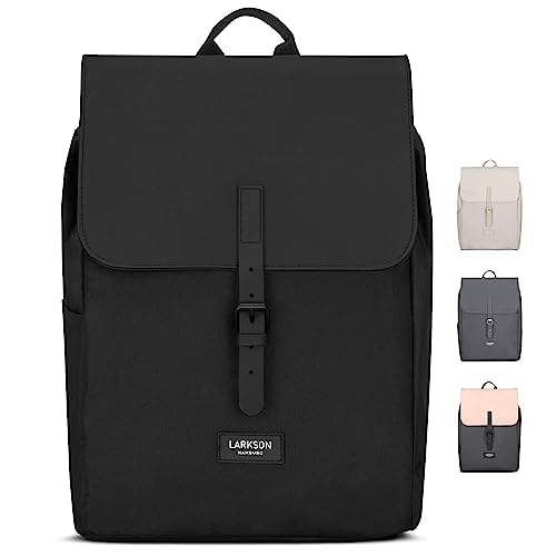 LARKSON Rucksack Damen Klein Schwarz - Ida - Kleiner Damenrucksack für Freizeit, Uni oder City - Mit Laptop Fach (bis 13 Zoll) - Elegant & Nachhaltig - Wasserabweisend von LARKSON