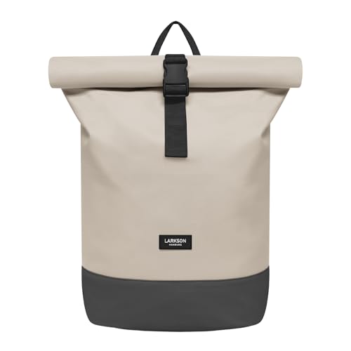 LARKSON Rucksack Damen & Herren Beige Grau - Janne - Rolltop Rucksack mit Laptopfach für Uni, Arbeit, Reise & Fahrrad - Backpack Tagesrucksack Mittelgroß - Wasserabweisend LARKSON Rucksack Damen & Herren Beige Grau - Janne - Rolltop Rucksack mit Laptopfach für Uni, Arbeit, Reise & Fahrrad - Backpack Tagesrucksack Mittelgroß - Wasserabweisend von LARKSON