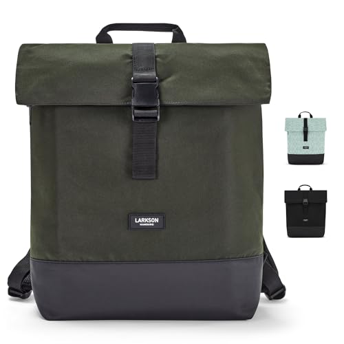 LARKSON Rucksack Damen & Herren Dunkelgrün - Tammo - Rolltop Daypack für Arbeit Uni Fahrrad - Backpack mit 16 Zoll Laptop Fach - Rückenpolsterung & Wasserabweisend von LARKSON