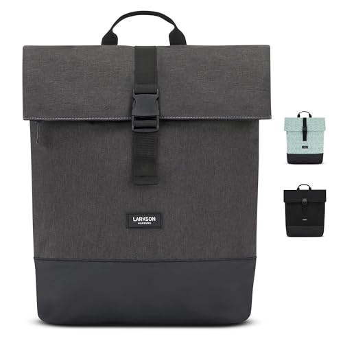 LARKSON Rucksack Damen & Herren Grau - Tammo - Rolltop Daypack für Arbeit Uni Fahrrad - Backpack mit 16 Zoll Laptop Fach - Rückenpolsterung & Wasserabweisend von LARKSON