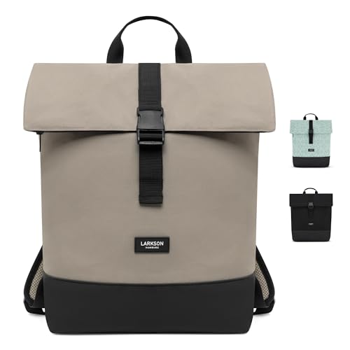 LARKSON Rucksack Damen & Herren Grau - Tammo - Rolltop Daypack für Arbeit Uni Fahrrad - Backpack mit 16 Zoll Laptop Fach - Rückenpolsterung & Wasserabweisend von LARKSON