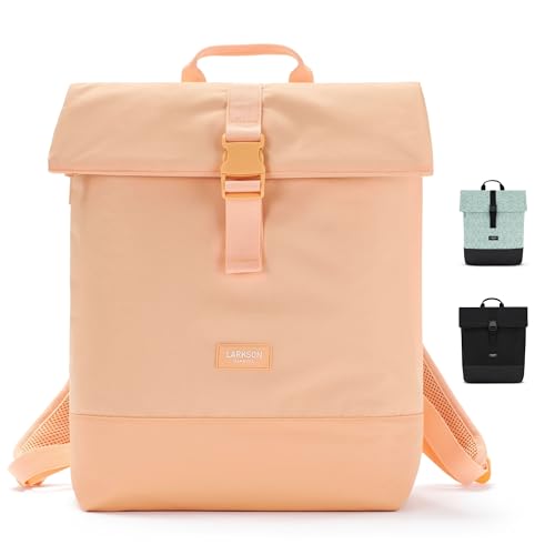 LARKSON Rucksack Damen & Herren Orange - Tammo - Rolltop Daypack für Arbeit Uni Fahrrad - Backpack mit 16 Zoll Laptop Fach - Rückenpolsterung & Wasserabweisend von LARKSON