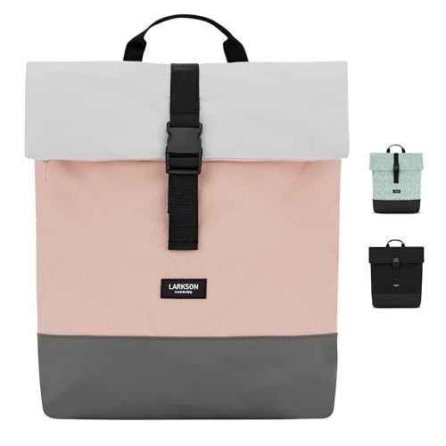 LARKSON Rucksack Damen & Herren Rosa - Tammo - Rolltop Daypack für Arbeit Uni Fahrrad - Backpack mit 16 Zoll Laptop Fach - Rückenpolsterung & Wasserabweisend von LARKSON