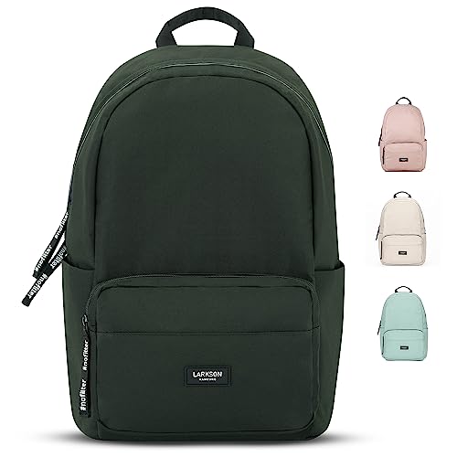 LARKSON Schulrucksack Mädchen & Jungen Teenager Dunkelgrün - No 3 - Rucksack Damen & Herren für Schule - 16" Laptopfach - Aus Recyceltem PET - Wasserabweisend von LARKSON