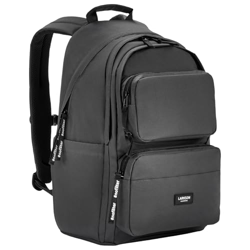 LARKSON Schulrucksack Mädchen & Jungen Teenager Grau - No 3 Advanced - Großer Rucksack Damen & Herren für Schule - 16" Laptopfach - Aus Recyceltem PET - Wasserabweisend von LARKSON