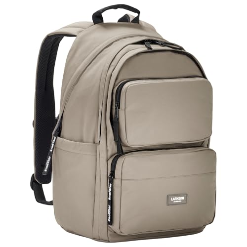 LARKSON Schulrucksack Mädchen & Jungen Teenager Grau - No 3 Advanced - Großer Rucksack Damen & Herren für Schule - 16" Laptopfach - Aus Recyceltem PET - Wasserabweisend von LARKSON