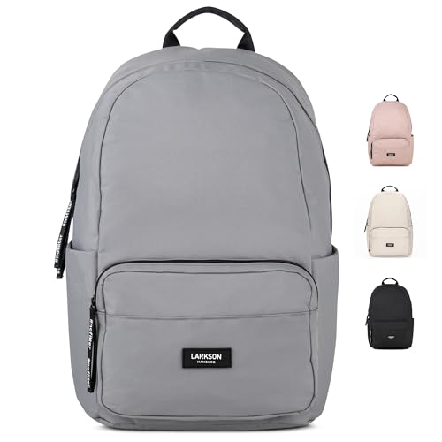 LARKSON Schulrucksack Mädchen & Jungen Teenager Grau - No 3 - Rucksack Damen & Herren für Schule - 16" Laptopfach - Aus Recyceltem PET - Wasserabweisend von LARKSON