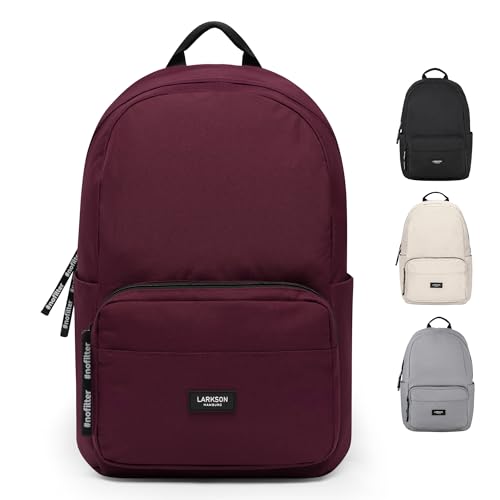 LARKSON Schulrucksack Mädchen & Jungen Teenager Rot - No 3 - Rucksack Damen & Herren für Schule - 16" Laptopfach - Aus Recyceltem PET - Wasserabweisend von LARKSON