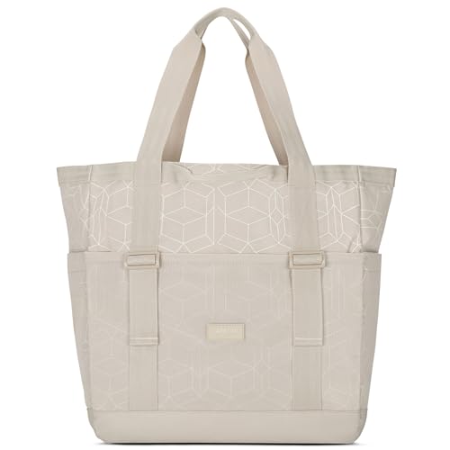 LARKSON Strandtasche Beige - Smilla - Badetasche mit Reißverschluss - Shopper Tasche Damen & Herren - Familie Strand Beach - Einkaufstasche aus Recyceltem PET von LARKSON