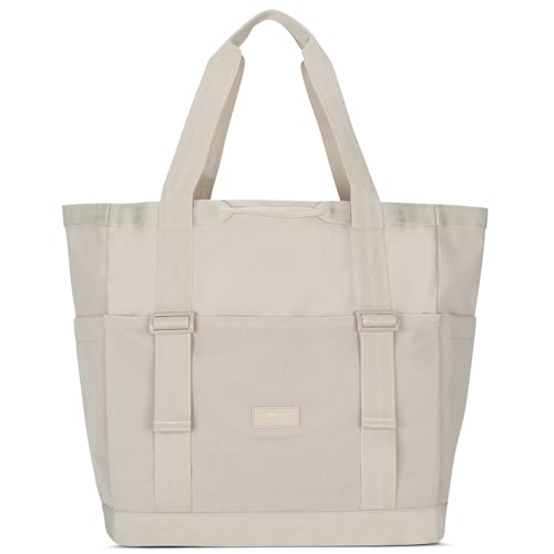 LARKSON Strandtasche Beige - Smilla - Badetasche mit Reißverschluss - Shopper Tasche Damen & Herren - Familie Strand Beach - Einkaufstasche aus Recyceltem PET von LARKSON