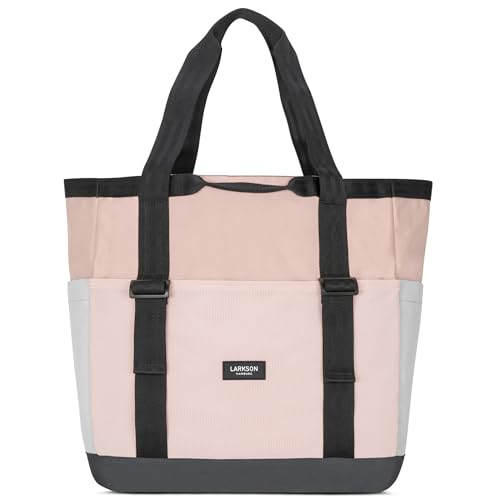 LARKSON Strandtasche Rosa Grau - Smilla - Badetasche mit Reißverschluss - Shopper Tasche Damen & Herren - Familie Strand Beach - Einkaufstasche aus Recyceltem PET von LARKSON