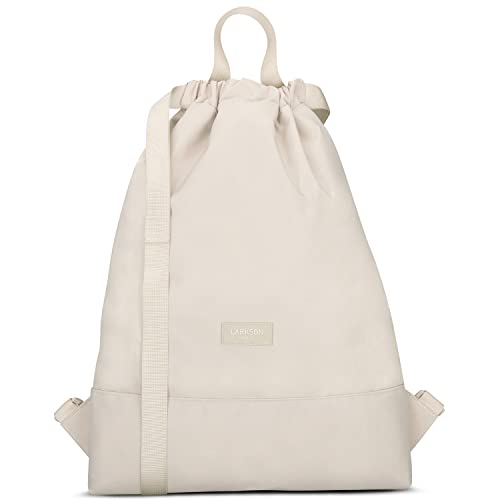 LARKSON Turnbeutel Damen & Herren Beige - No 7 - Rucksack Damen für Sport und Festival - Beutel Rucksack Klein mit Innentasche - Außentasche für Schnellzugriff von LARKSON