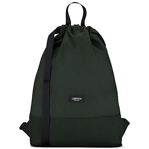 LARKSON Turnbeutel Damen & Herren Dunkelgrün - No 7 - Rucksack Damen für Sport und Festival - Beutel Rucksack Klein mit Innentasche - Außentasche für Schnellzugriff von LARKSON