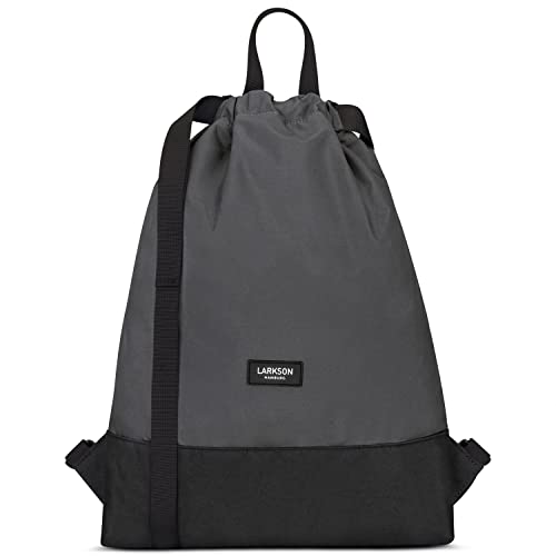 LARKSON Turnbeutel Damen & Herren Grau - No 7 - Rucksack Damen für Sport und Festival - Beutel Rucksack Klein mit Innentasche - Außentasche für Schnellzugriff von LARKSON