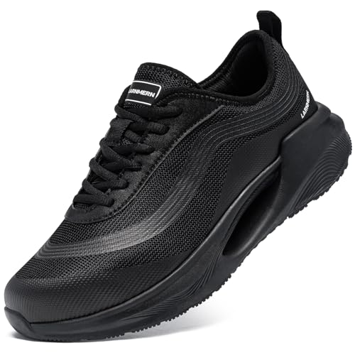 LARNMERN PRO Sicherheitsschuhe Herren Arbeitsschuhe Leicht Atmungsaktiv Sneaker mit Stahlkappe(LSA31220 Schwarz,39.5) von LARNMERN PRO