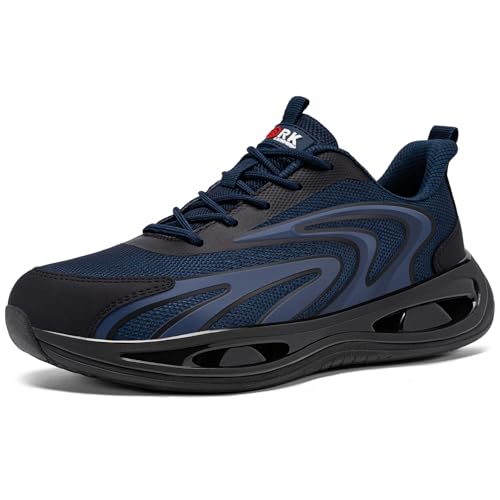 LARNMERN Arbeitsschuhe Damen Sicherheitsschuhe Dämpfung Stahlkappenschuhe Bequeme Atmungsaktive Sportschuhe Leichte Anti-Smashing Trainingsschuhe (Marineblau,36EU) von LARNMERN