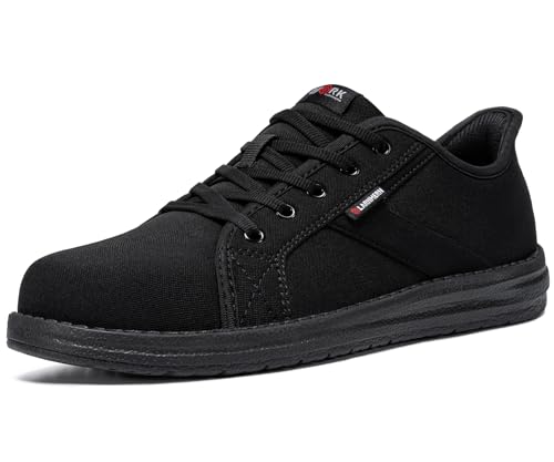 LARNMERN Arbeitsschuhe Herren Sicherheitsschuhe Leichte Stahlkappenschuhe Bequeme Stahlkappe Skateboard-Schuhe Dämpfung(40 Herren,Schwarz) von LARNMERN