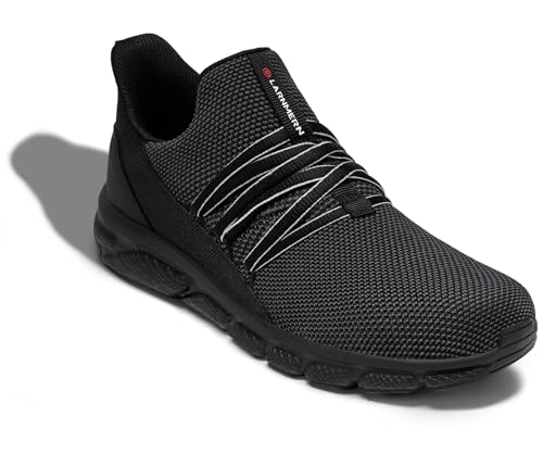 LARNMERN Arbeitsschuhe Herren Sicherheitsschuhe Slip On Sneaker Leichtgewichts Atmungsaktiv Bequeme Schuhe(41 Herren,Schwarz) von LARNMERN