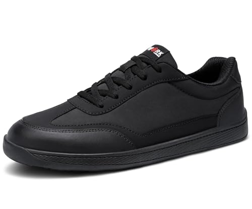 LARNMERN Arbeitsschuhe Herren rutschfeste Sicherheitsschuhe Barfußschuhe mit Breiter Spitze Atmungsaktiv Stahlkappenschuhe Sportlich Schutzschuhe(42.5 Herren,Schwarz) von LARNMERN