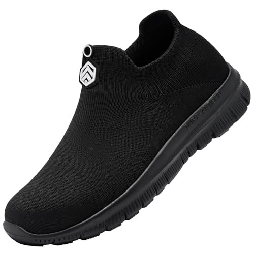 LARNMERN Arbeitsschuhe Sicherheitsschuhe Herren Damen Gemütlich Arbeitsturnschuhe Leicht Atmungsaktiv Stahlkappenschuhe(Schwarz C,45EU) von LARNMERN
