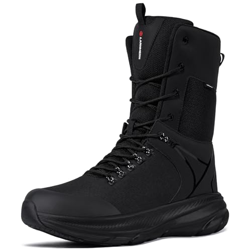 LARNMERN Herren Militär Einsatzstiefel Tactical Boot Langlebige Schnürschuhe Outdoorschuhe Wanderschuhe(8 Zoll)(42 EU,Schwarz-5) von LARNMERN