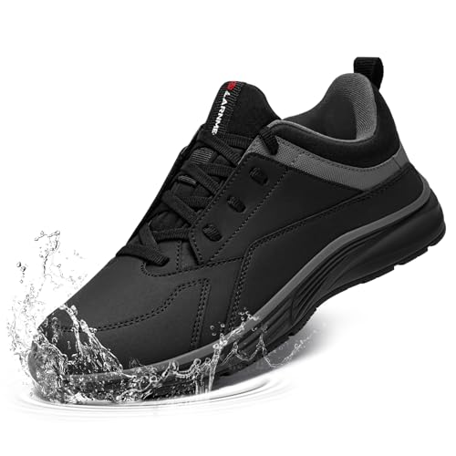 LARNMERN Kochschuhe Herren rutschfeste Küchen Arbeitsschuhe Wasserfeste Koch Schuhe Damen Laufsohle Non-Slip OHNE-Stahlkappe,Schwarz Grau 42 EU von LARNMERN