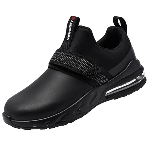 LARNMERN Kochschuhe rutschfeste Herren Arbeitsschuhe Küche Wasserfest Koch Schuhe Bequem Laufsohle Non-Slip Herren Dämpfung Luftkissen OHNE-Stahlkappe(47,Schwarz) von LARNMERN