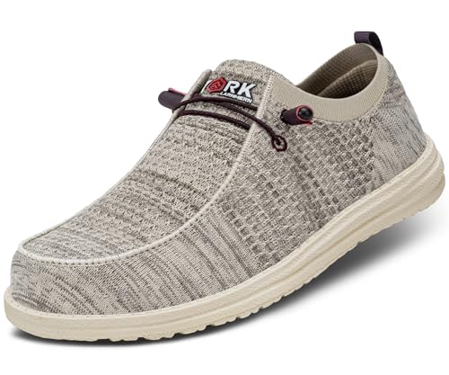 LARNMERN Schlupfschuhe mit Stahlkappe, leicht, bequem, Lounging, Walking, Sneaker, Stahlkappe, Loafers, Champagner, 47 EU von LARNMERN