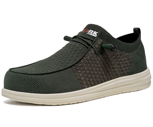 LARNMERN Schlupfschuhe mit Stahlkappe, leicht, bequem, Lounging, Walking, Sneaker, Stahlkappe, Loafers, Grün (Army Green), 39.5 EU von LARNMERN