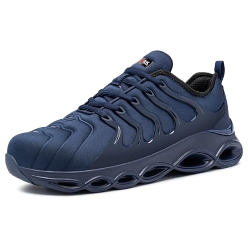 LARNMERN Sicherheitsschuhe Arbeitsschuhe Damen Anti-Smashing Dämpfung Mode Stahlkappe Arbeitsturnschuhe Komfort Leicht(Navy blau,38.5EU) von LARNMERN