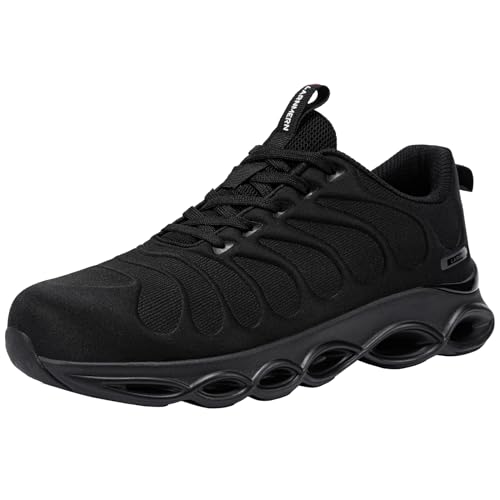 LARNMERN Sicherheitsschuhe Arbeitsschuhe Damen Anti-Smashing Dämpfung Mode Stahlkappe Arbeitsturnschuhe Komfort Leicht(Tief Schwarz,36.5EU) von LARNMERN
