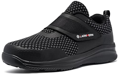 LARNMERN Klettverschluss Sicherheitsschuhe Herren Arbeitsschuhe Damen, Stahlkappenschuhe SBP Atmungsaktiv Leichte Reflektierende EU39 von LARNMERN
