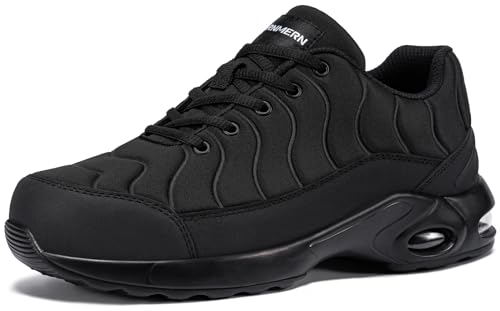 LARNMERN Sicherheitsschuhe Herren Leichte Stahlkappenschuhe Atmungsaktive Arbeitsschuhe Komfort Luftkissen Schutzschuhe Sportliche Sicherheitsschuhe Pannensichere (Schwarz LSE3127013,42EU) von LARNMERN