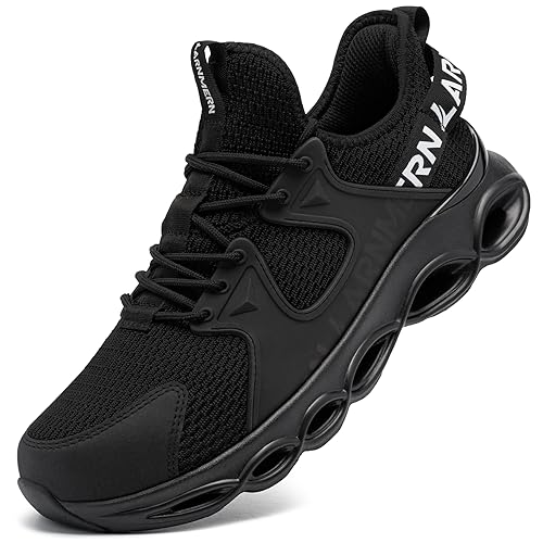 LARNMERN Sicherheitsschuhe Herren Arbeitsschuhe Anti-Zerreißen Atmungsaktiv Dämpfung Leicht Bequem Mode Stahlkappe Sneaker(Schwarz Mode,42EU) von LARNMERN