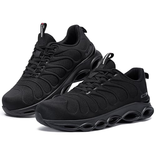 LARNMERN Sicherheitsschuhe Herren Leicht Arbeitsschuhe Stahlkappe Arbeitsturnschuhe Bequem Atmungsaktiv Arbeitsschuhe Anti-Smashing 36-47EU(Schwarz,47EU) von LARNMERN