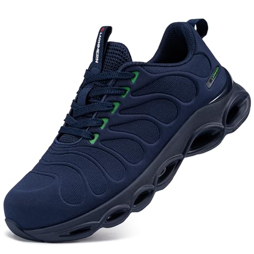 LARNMERN Sicherheitsschuhe Herren Arbeitsschuhe Leicht Anti-Smashing Bequem Dämpfung Atmungsaktiv Mode Stahlkappe Arbeitsturnschuhe(Blau Dell,44.5 EU) von LARNMERN