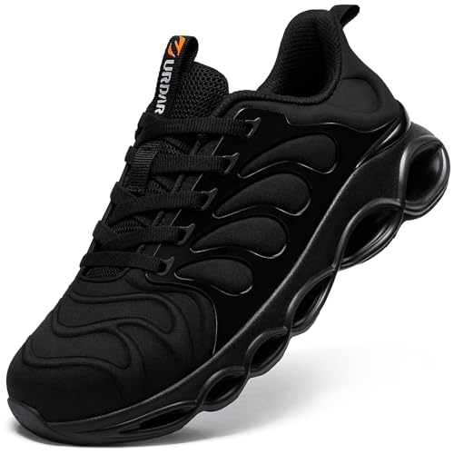 LARNMERN Sicherheitsschuhe Herren Arbeitsschuhe Leicht Anti-Smashing Bequem Dämpfung Atmungsaktiv Mode Stahlkappe Arbeitsturnschuhe(Schwarz Neu,44 EU) von LARNMERN