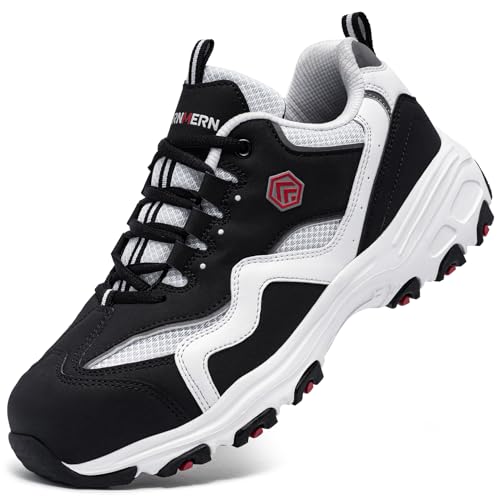 LARNMERN Sicherheitsschuhe Herren Damen Arbeitsschuhe Stahlkappe Atmungsaktiv Dämpfung Sportlich Komfort (Weiß SBP,41.5EU) von LARNMERN