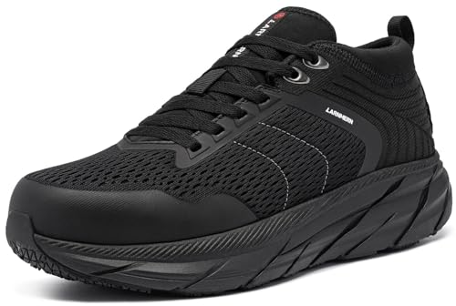 LARNMERN Sicherheitsschuhe Herren Leicht Arbeitsschuhe Bequeme Sportliche Schutzschuhe Sicherheitsschuhe rutschfeste Trekkingschuhe Atmungsaktive (Grauschwarz, 41.5EU) von LARNMERN