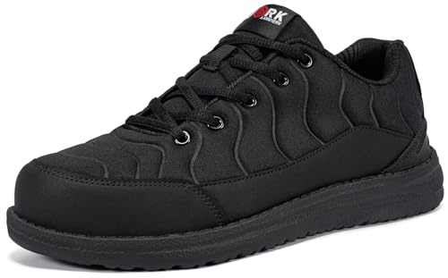 LARNMERN Arbeitsschuhe Herren Sicherheitsschuhe Bequeme Luftkissen Leicht Stahlkappenschuhe Arbeit Schutzschuhe mit Stahlkappe Industrie Handwerk Sicherheitsneaker Dämpfung (Schwarz LSE3127001,38.5EU) von LARNMERN