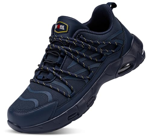 LARNMERN Sicherheitsschuhe Herren Leichte Arbeitsschuhe mit Stahlkappe Schutzschuhe Männer Sportlich Arbeit rutschfest Bequeme Größe 40EU,Marineblau von LARNMERN